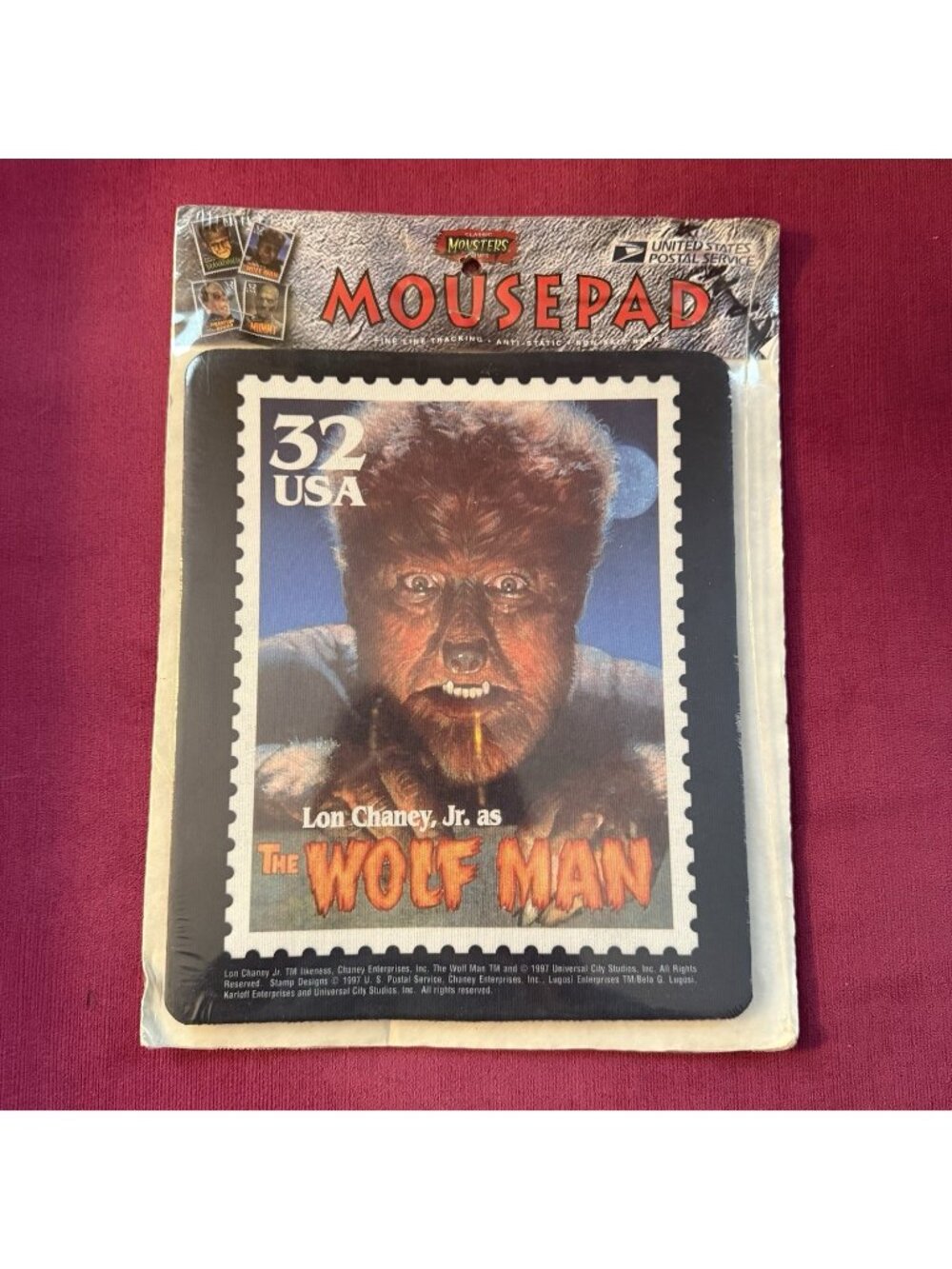 THE WOLFMAN Classic Universal Monsters Stamp Mousepad Lon Chaney Jr. (1997) USPS